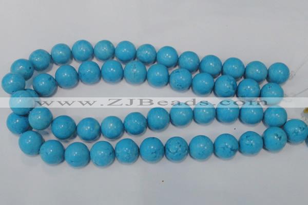 CTU855 15.5 inches 14mm round dyed turquoise beads wholesale