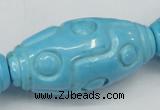 CTU887 15.5 inches 25*50mm carved rice dyed turquoise beads