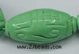 CTU890 15.5 inches 25*50mm carved rice dyed turquoise beads