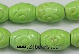 CTU891 15.5 inches 14*20mm carved rice dyed turquoise beads