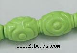 CTU893 15.5 inches 18*25mm carved rice dyed turquoise beads