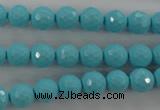 CTU912 15.5 inches 8mm faceted round synthetic turquoise beads