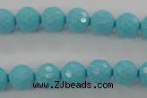 CTU913 15.5 inches 10mm faceted round synthetic turquoise beads