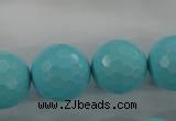 CTU915 15.5 inches 14mm faceted round synthetic turquoise beads