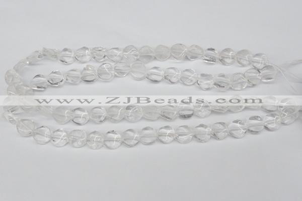 CTW01 15.5 inches 12mm twisted coin white crystal beads wholesale