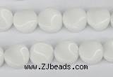 CTW08 15.5 inches 12mm twisted coin white agate beads wholesale