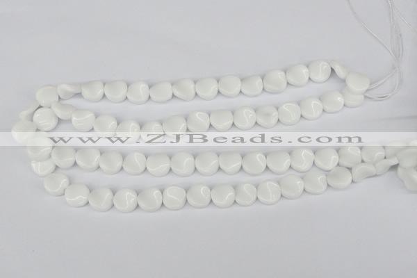 CTW08 15.5 inches 12mm twisted coin white agate beads wholesale