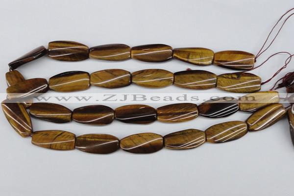 CTW103 15.5 inches 15*30mm twisted rectangle tiger eye beads