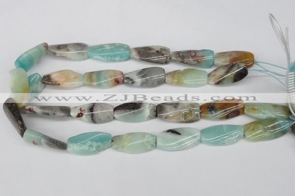 CTW104 15.5 inches 15*30mm twisted rectangle amazonite beads