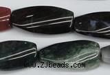 CTW105  15.5 inches 15*30mm twisted rectangle moss agate beads
