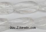 CTW110 15.5 inches 15*30mm twisted rectangle white crystal beads