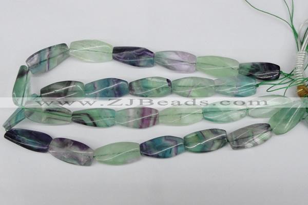 CTW121 15.5 inches 15*30mm twisted rectangle fluorite gemstone beads