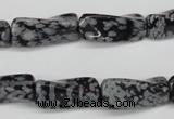 CTW122 15.5 inches 10*20mm twisted trihedron snowflake obsidian beads