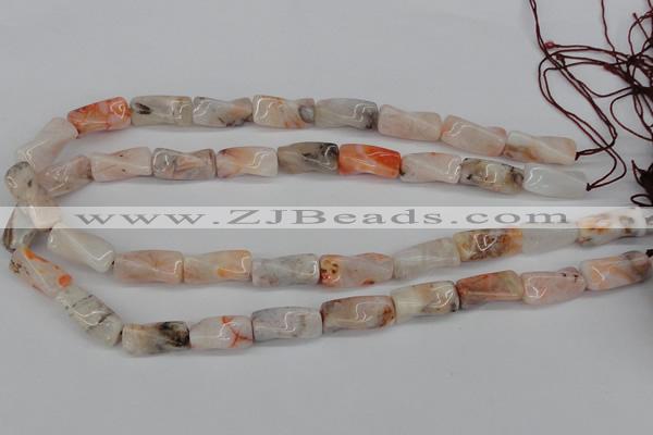CTW124 15.5 inches 9*20mm twisted trihedron agate gemstone beads