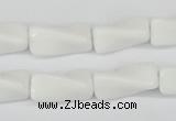 CTW127 15.5 inches 9*20mm twisted trihedron white agate beads