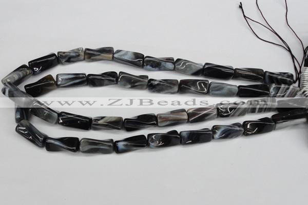 CTW128 15.5 inches 9*20mm twisted trihedron madagascar agate beads