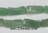 CTW129 15.5 inches 9*20mm twisted trihedron green aventurine beads