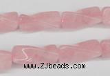 CTW133 15.5 inches 9*20mm twisted trihedron rose quartz beads