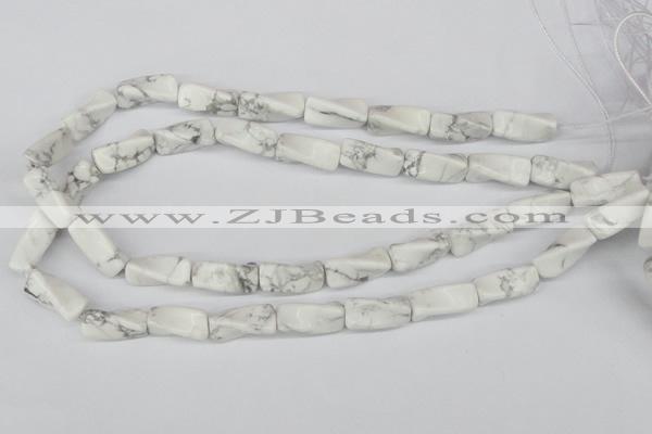 CTW134 15.5 inches 9*20mm twisted trihedron white howlite beads