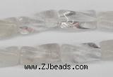 CTW137 15.5 inches 9*20mm twisted trihedron white crystal beads