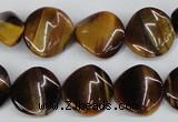 CTW14 15.5 inches 16mm twisted coin yellow tiger eye beads wholesale