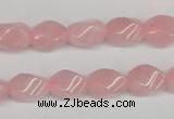 CTW148 15.5 inches 8*11mm twisted rice rose quartz beads