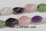 CTW158 15.5 inches 8*15mm twisted rice mixed gemstone beads