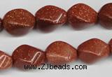 CTW161 15.5 inches 10*15mm twisted rice goldstone gemstone beads