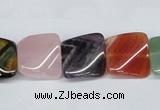CTW164 15.5 inches 15*15mm twisted square mixed gemstone beads