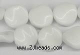 CTW18 15.5 inches 16mm twisted coin white agate beads wholesale