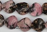 CTW24 15.5 inches 16mm twisted coin rhodonite beads wholesale