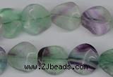 CTW30 15.5 inches 16mm twisted coin fluorite beads wholesale