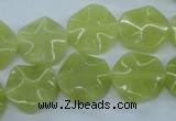 CTW300 15.5 inches 16mm wavy coin olive jade gemstone beads