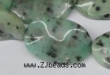 CTW309 15.5 inches 20*30mm wavy oval sesame jasper gemstone beads