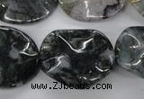 CTW311 15.5 inches 25*30mm wavy oval Indian agate gemstone beads