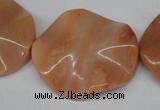 CTW312 15.5 inches 28*32mm wavy oval pink aventurine jade beads