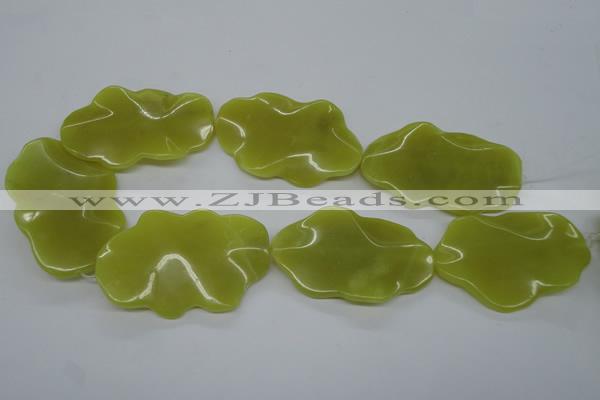CTW315 15.5 inches 40*60mm wavy oval olive jade gemstone beads