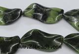 CTW318 15.5 inches 15*30mm wavy marquise Canadian jade beads