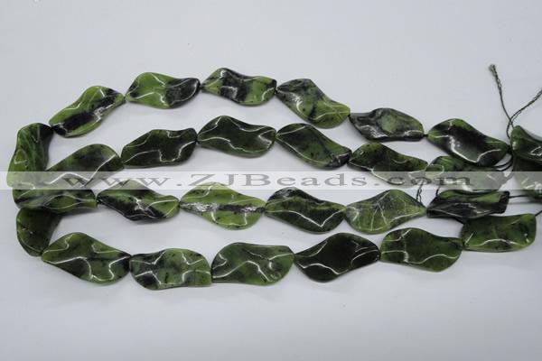 CTW318 15.5 inches 15*30mm wavy marquise Canadian jade beads