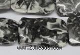 CTW323 15.5 inches 20*30mm wavy rectangle black & white jasper beads