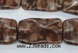 CTW324 15.5 inches 20*30mm wavy rectangle red line jasper beads