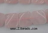 CTW350 15.5 inches 16*16mm twisted square rose quartz beads