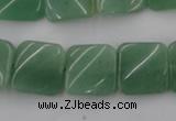 CTW354 15.5 inches 16*16mm twisted square green aventurine beads