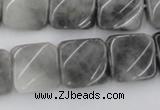 CTW357 15.5 inches 16*16mm twisted square eagle eye jasper beads