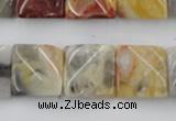 CTW358 15.5 inches 16*16mm twisted square crazy lace agate beads