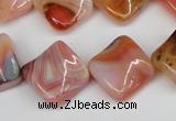 CTW36 15.5 inches 15*15mm twisted diamond agate gemstone beads