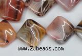 CTW37 15.5 inches 15*15mm twisted diamond agate gemstone beads