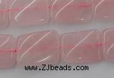 CTW371 15.5 inches 15*20mm twisted rectangle rose quartz beads