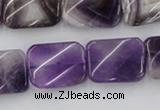 CTW372 15.5 inches 15*20mm twisted rectangle dogtooth amethyst beads