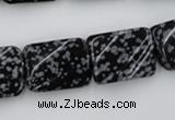 CTW379 15.5 inches 15*20mm twisted rectangle snowflake obsidian beads